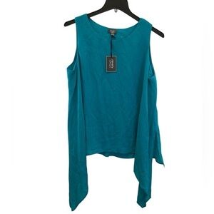 Asymmetrical Tank Top teal Green and Blue Sleeveless shirt Ninety